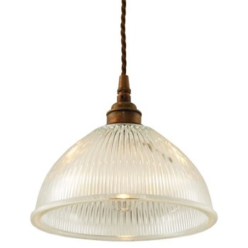 Boston Industrial Holophane Pendant with Prismatic Glass Shade