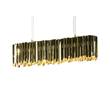 Innermost Facet Lozenge Large Stainless Steel Pendant with Highly Reflective Etched Folded Strips in Brass