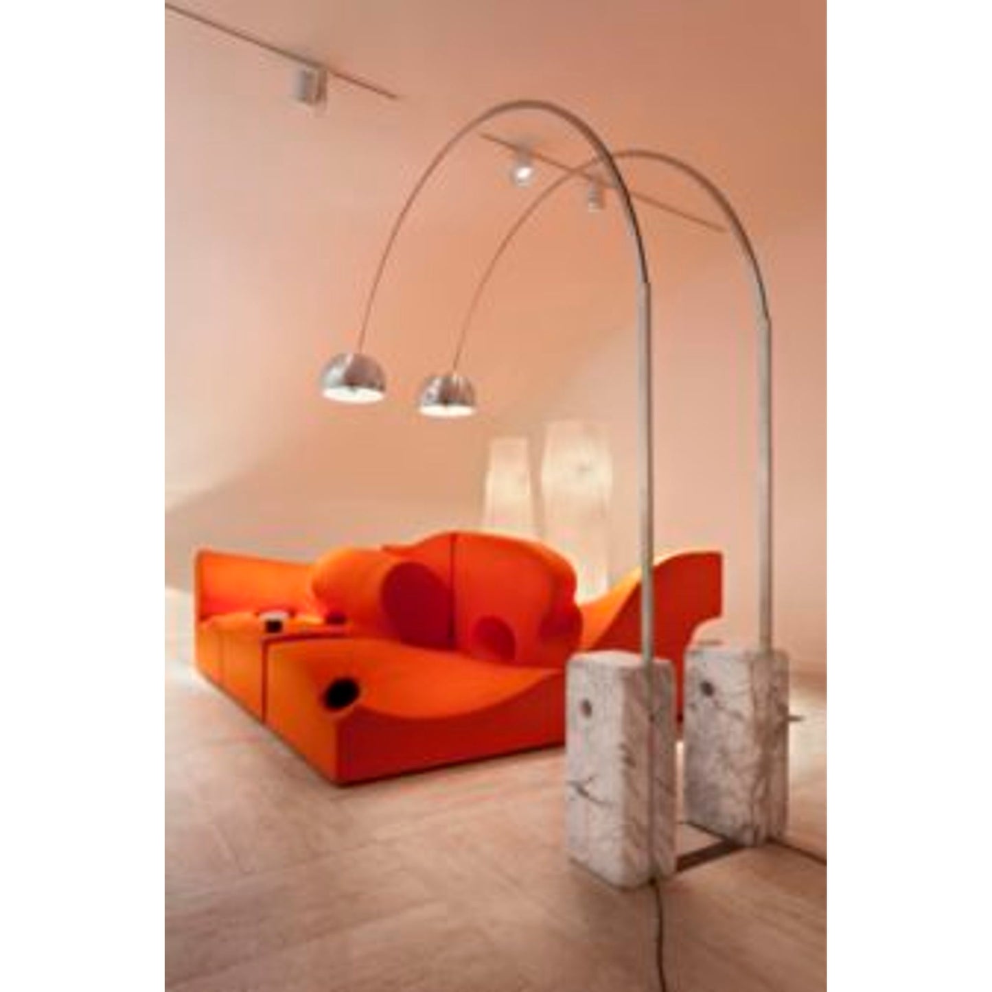 Arco Aluminium Swiveling Floor Lamp with White Carrara Marble Base