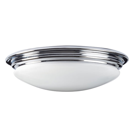 Brompton 1-Light Flush Mount Polished Chrome with White Glass