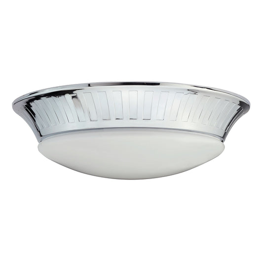 Whitby Bathroom Flush Mount Polished Chrome with White Glass