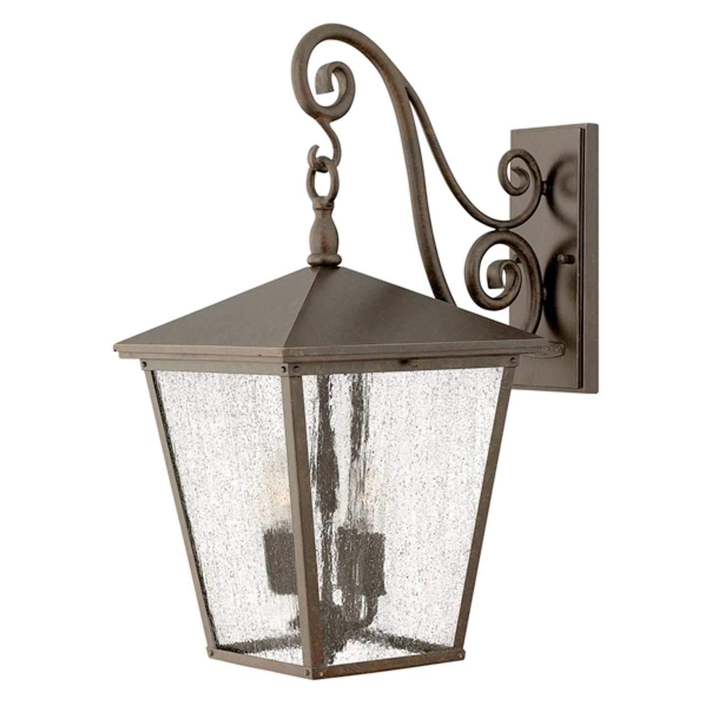 Trellis Clear Glass Wall Lantern with Large Scroll Arm Detail