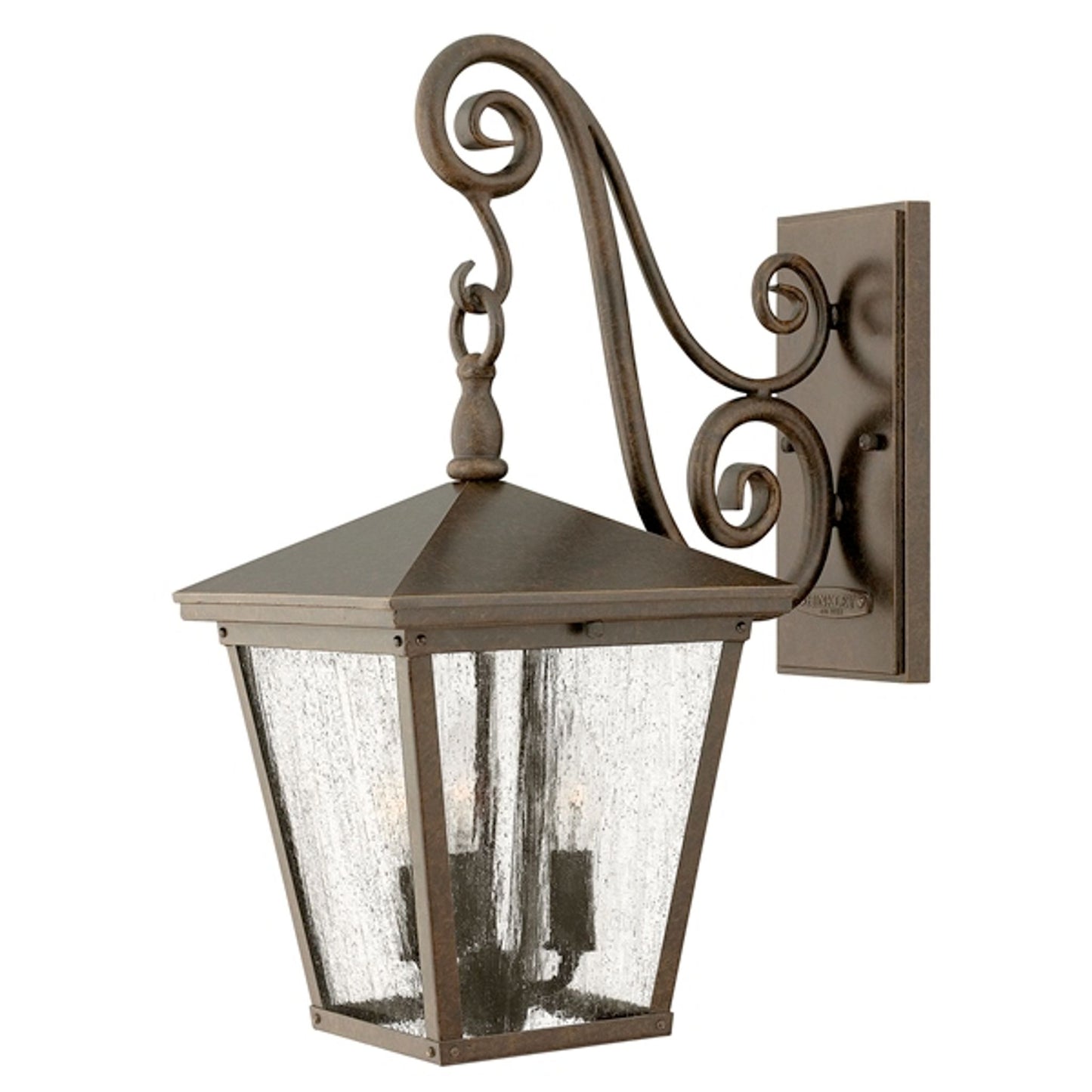 Trellis Clear Glass Wall Lantern with Large Scroll Arm Detail