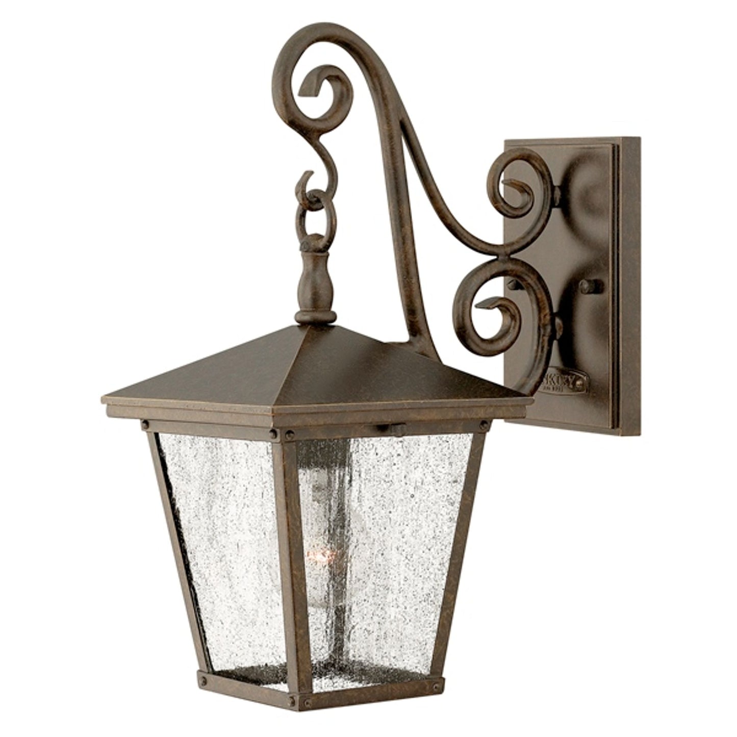 Trellis Clear Glass Wall Lantern with Large Scroll Arm Detail