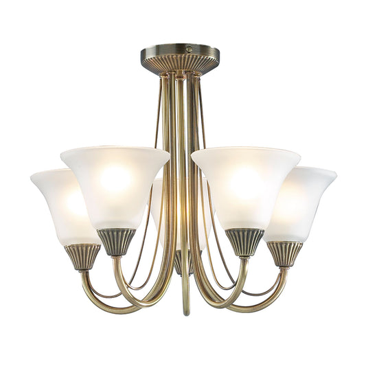 Boston 5-Light Semi Flush Antique Brass