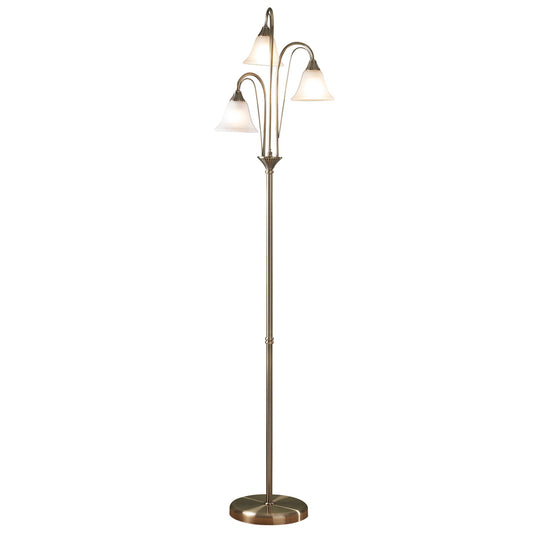 Boston 3-Light Floor Lamp Complete with Opal Glass/Antique Brass