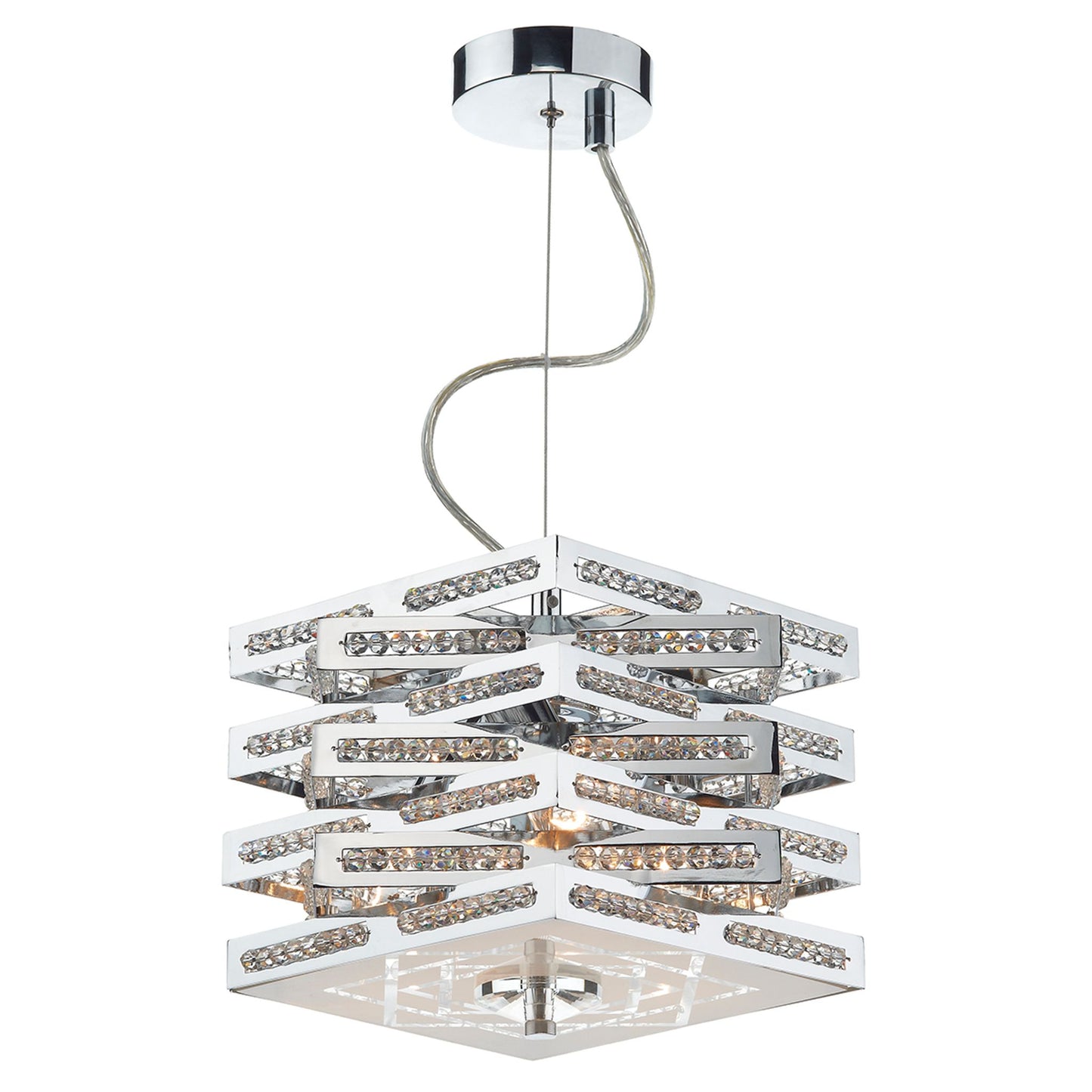 Cube 3-Light Small Pendant with Crystal Polished Chrome