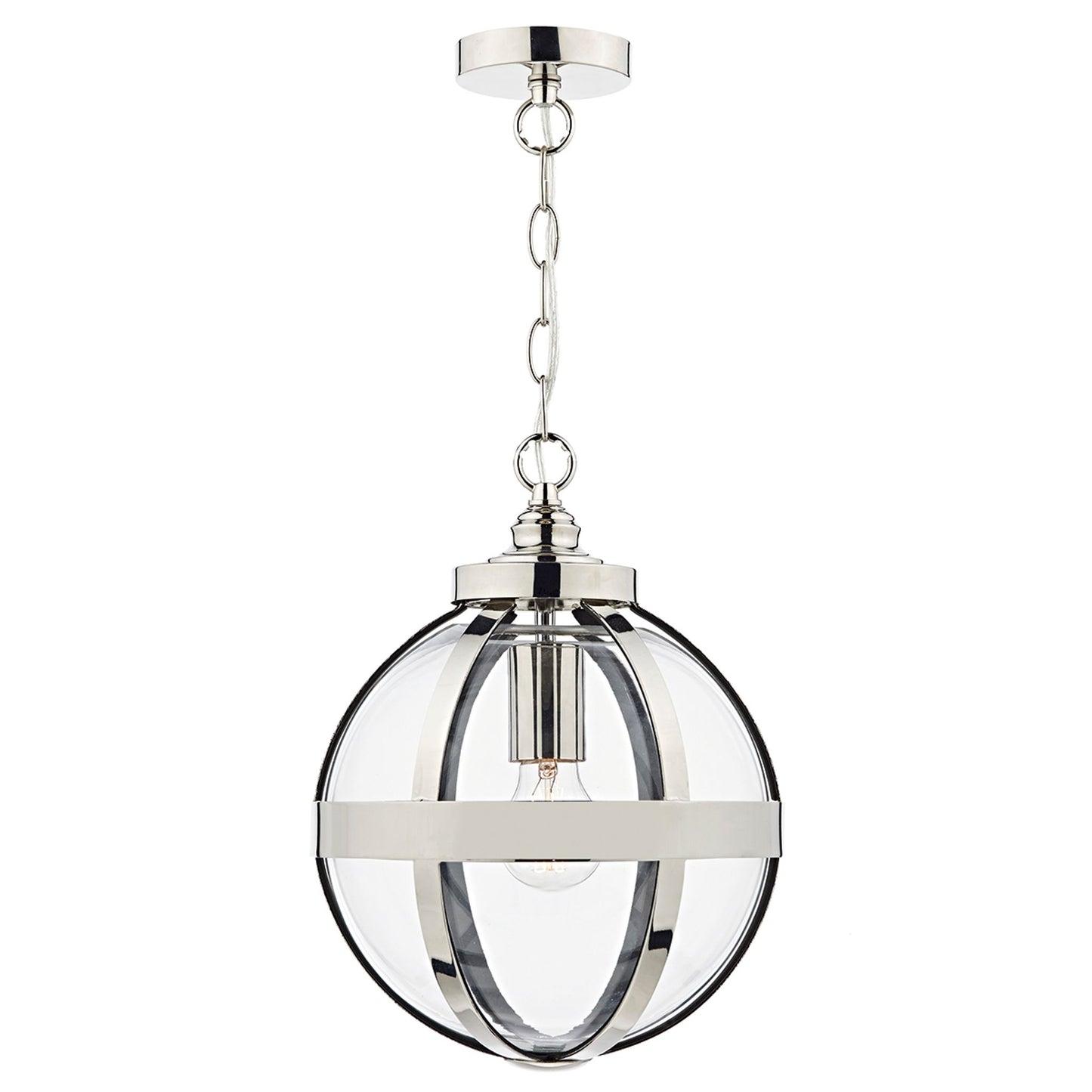 HEATH Single Polished Nickel Pendant with Clear Glass Panels