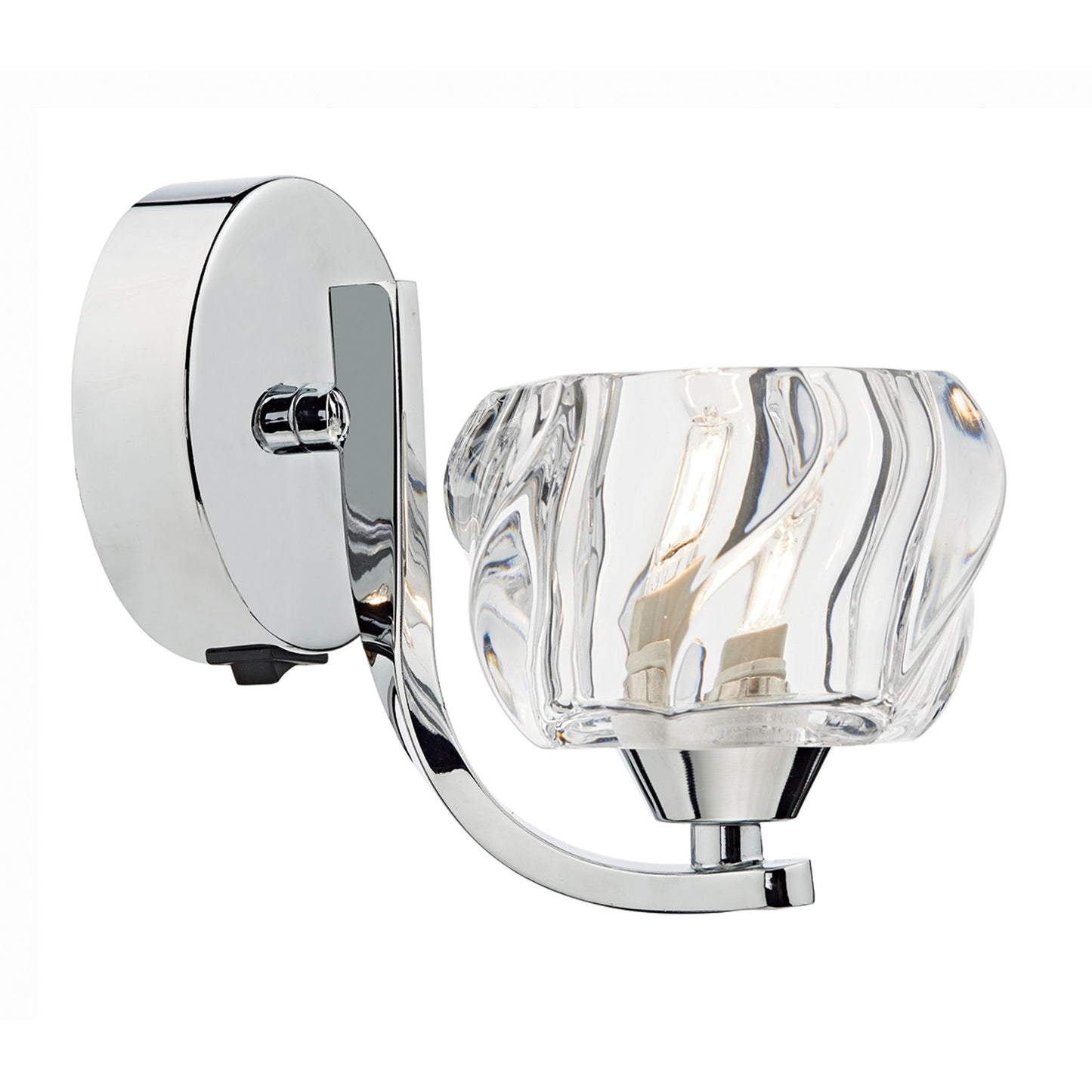 Ivy Single Wall Light with Polished Chrome & Crystal Glass Shade