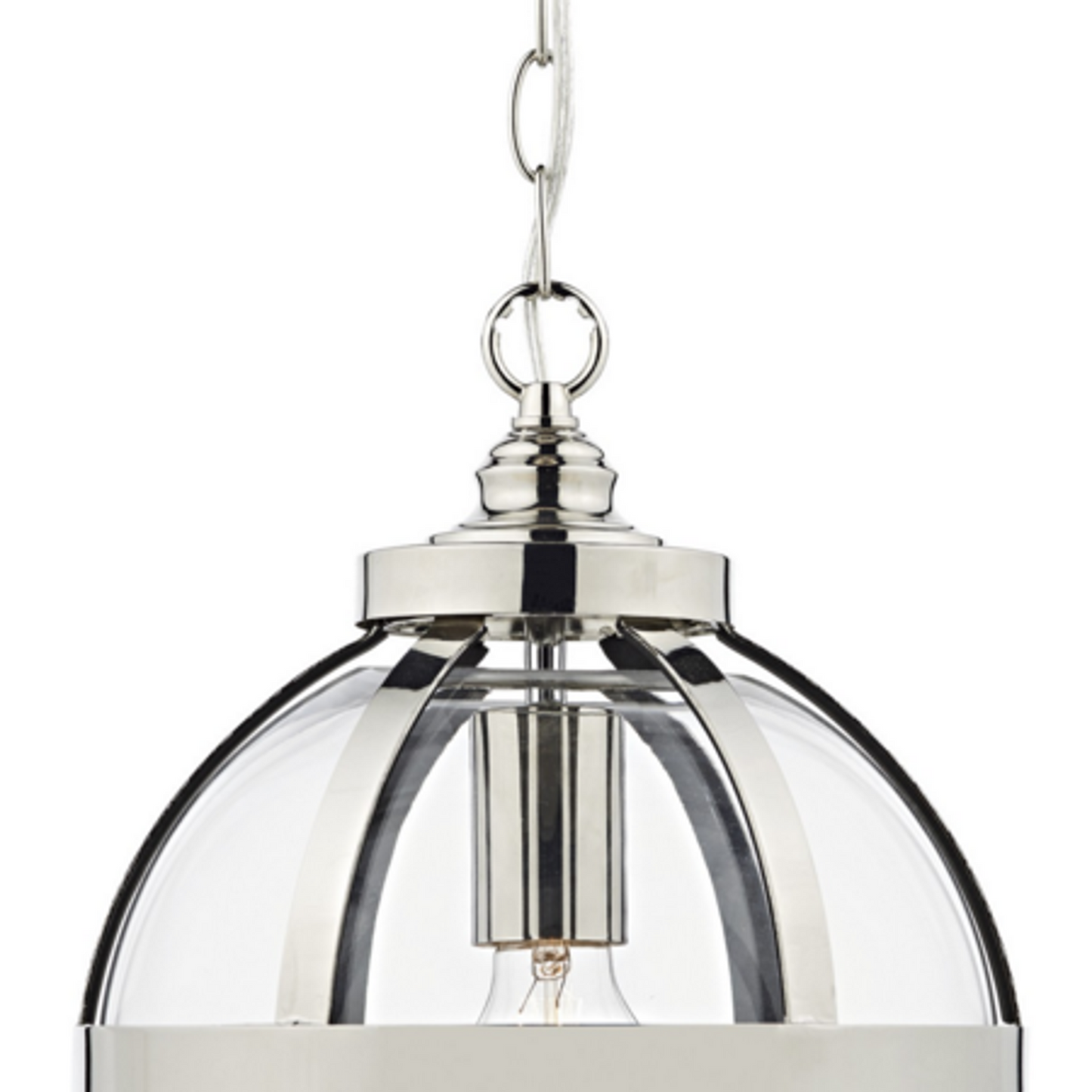 HEATH Single Polished Nickel Pendant with Clear Glass Panels