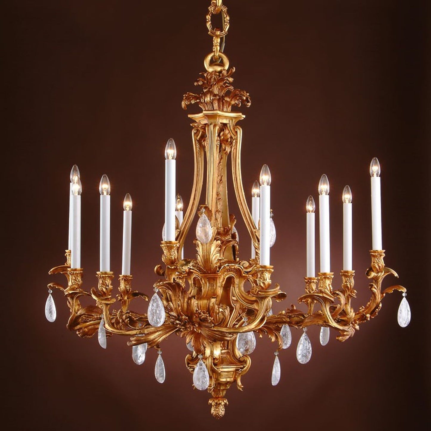 Royal Heritage 12 Light Solid Brass Chandelier with Rock