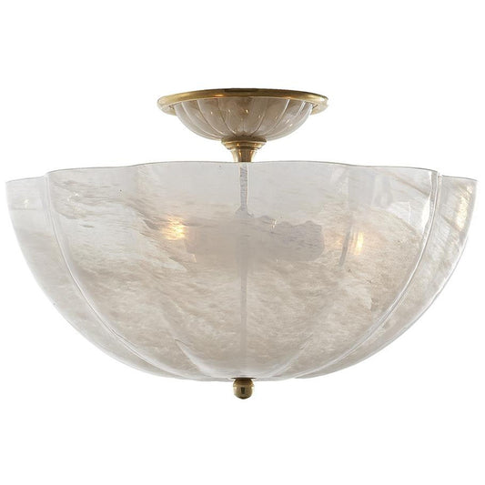 Rosehill Semi Flush with White Strie Glass