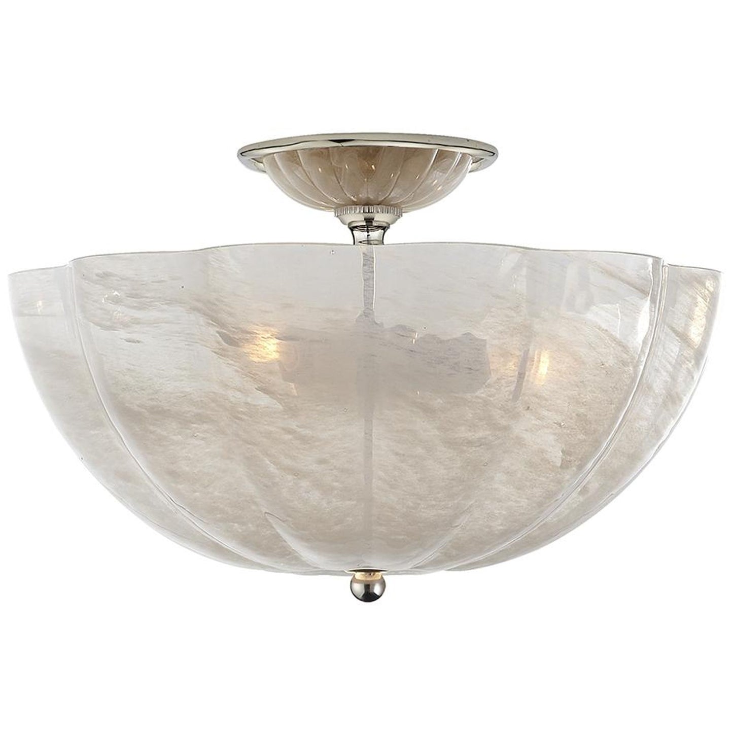 Rosehill Semi Flush with White Strie Glass