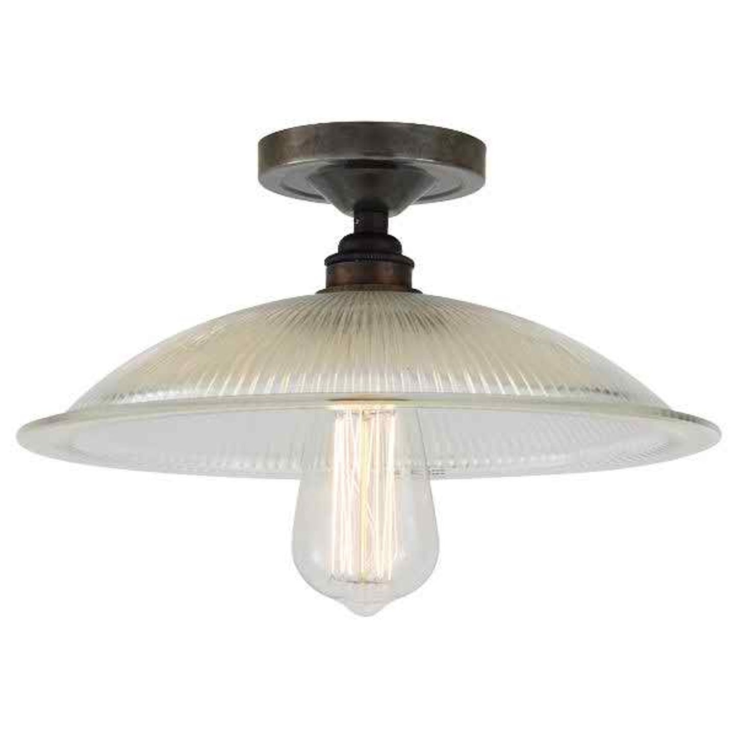 Calix Holophane Semi-Flush with Prismatic Glass Shade