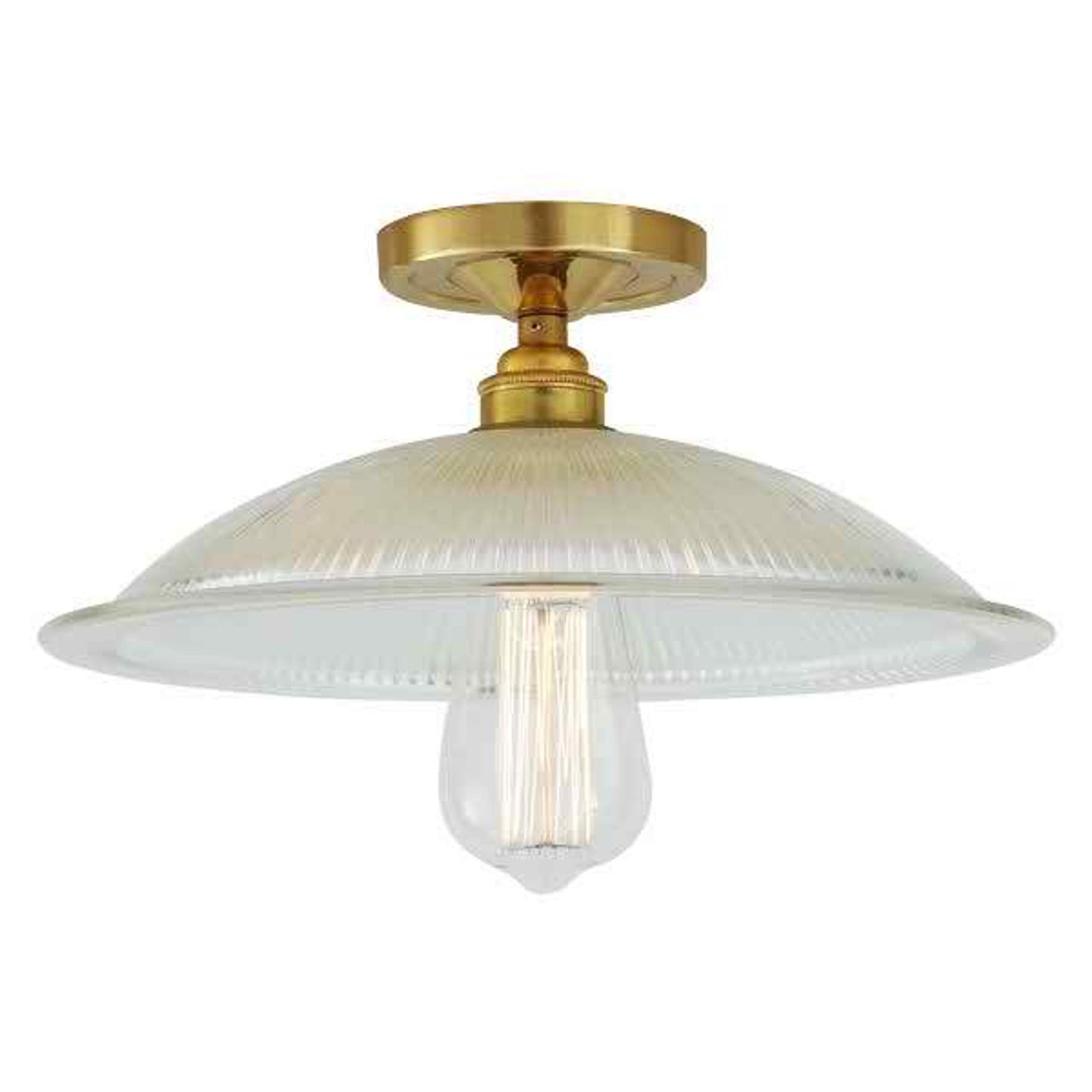 Calix Holophane Semi-Flush with Prismatic Glass Shade