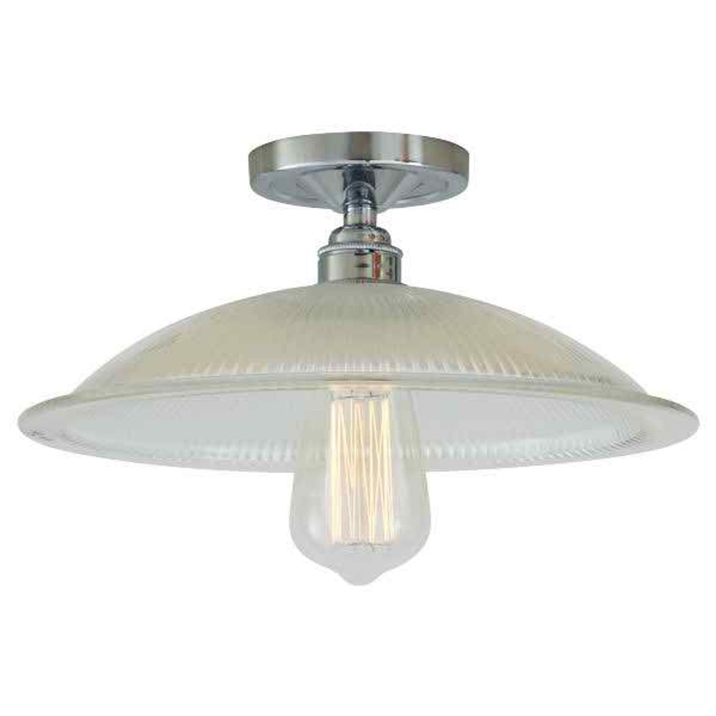 Calix Holophane Semi-Flush with Prismatic Glass Shade