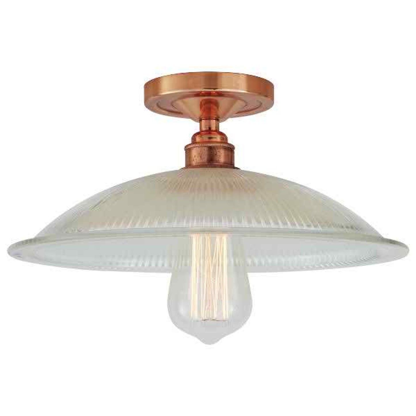 Calix Holophane Semi-Flush with Prismatic Glass Shade