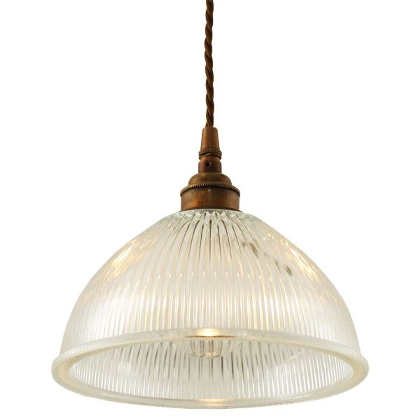 Boston Vintage Holophane Glass Pendant Light 20cm