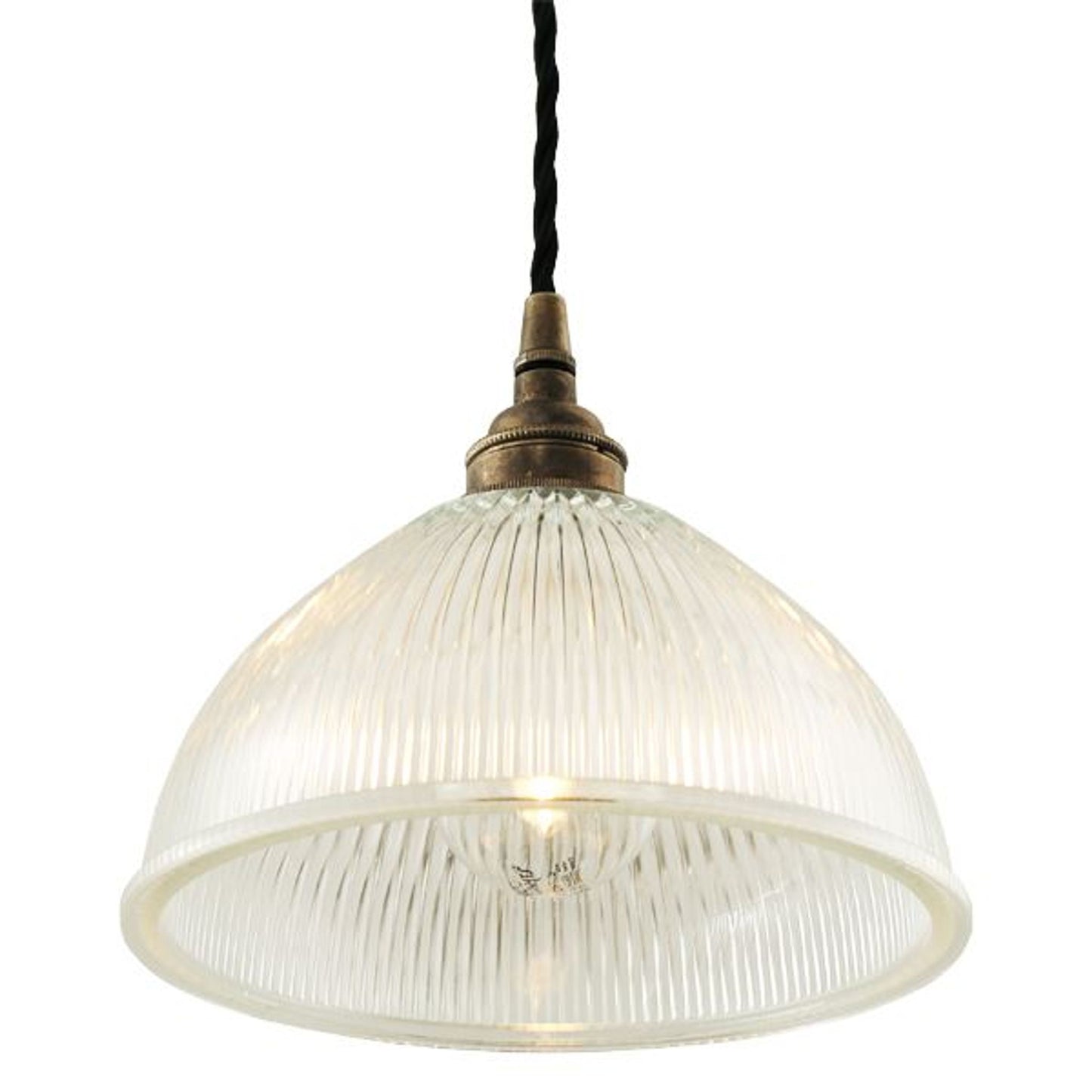 Boston Vintage Holophane Glass Pendant Light 20cm