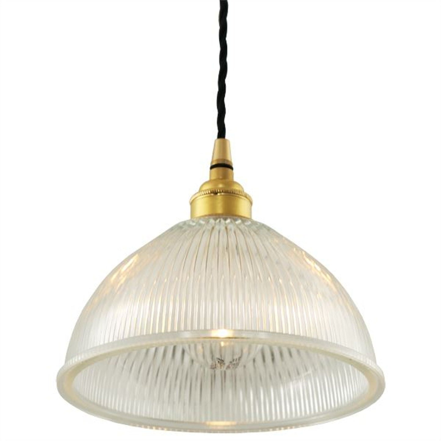 Boston Vintage Holophane Glass Pendant Light 20cm