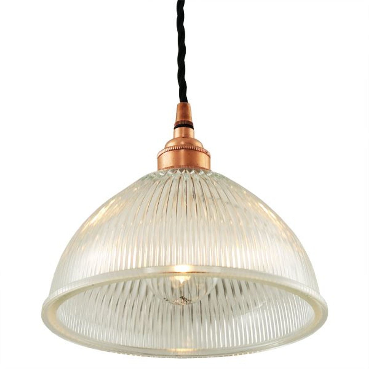 Boston Vintage Holophane Glass Pendant Light 20cm