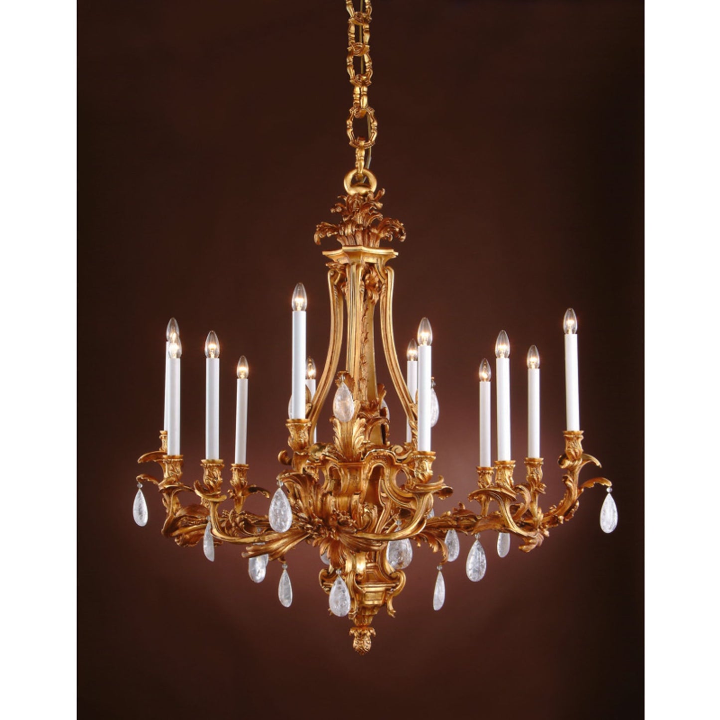 Royal Heritage 12 Light Solid Brass Chandelier with Rock