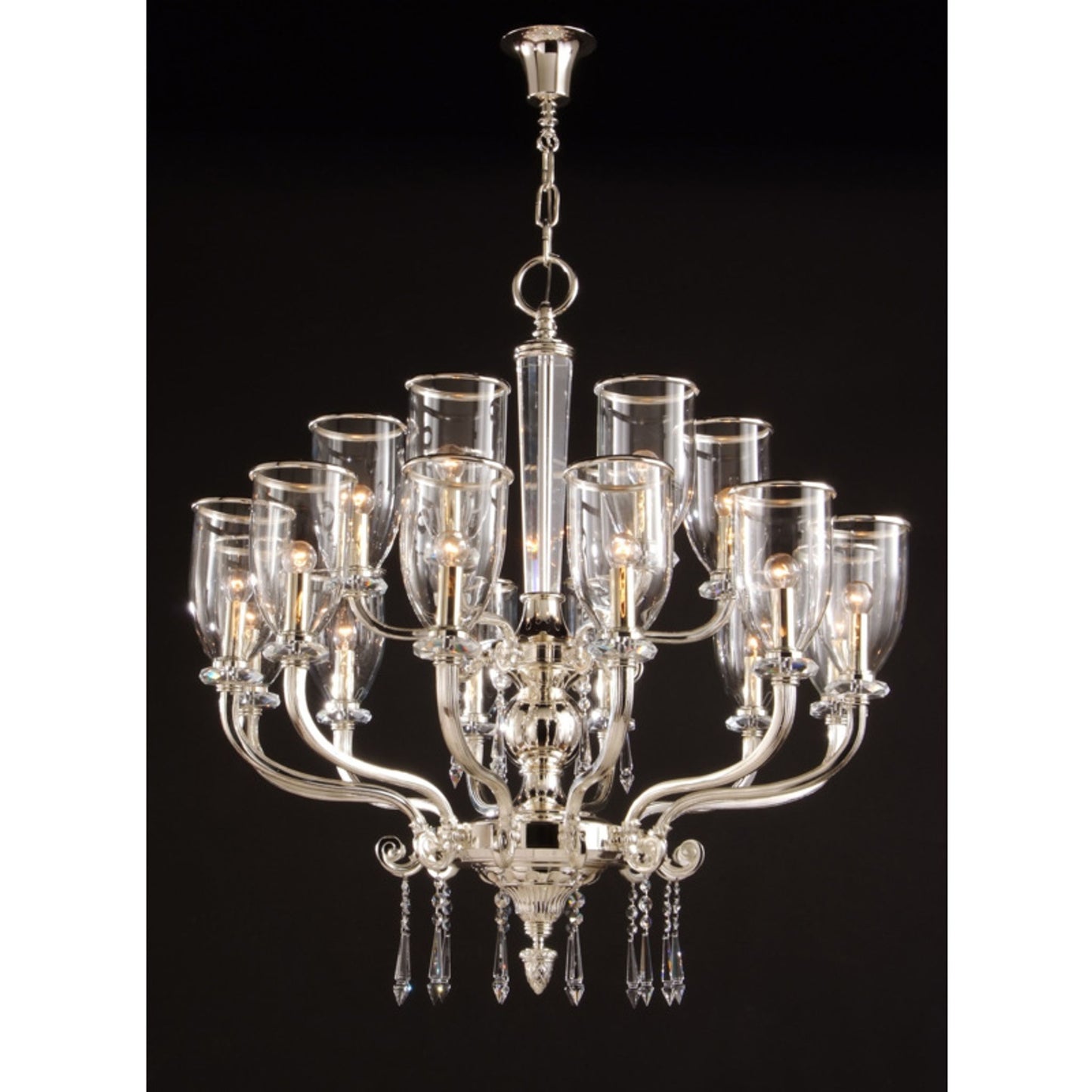 Gallery 18-Light Crystal Glass Chandelier with Glass Shade