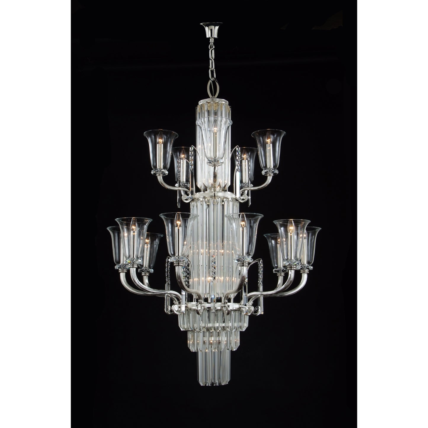 Gallery 25-Light Crystal Glass Chandelier with Glass Shade