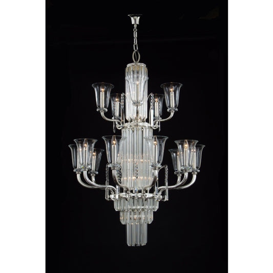 Gallery 25-Light Crystal Glass Chandelier with Glass Shade