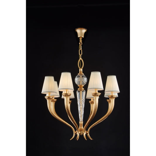 Gallery 8-Light Crystal Chandelier with White Shade