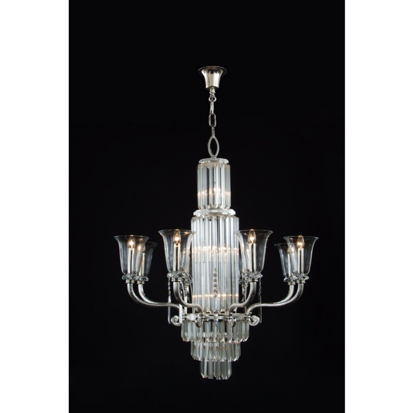 Gallery 15-Light Crystal Glass Chandelier with Glass Shade