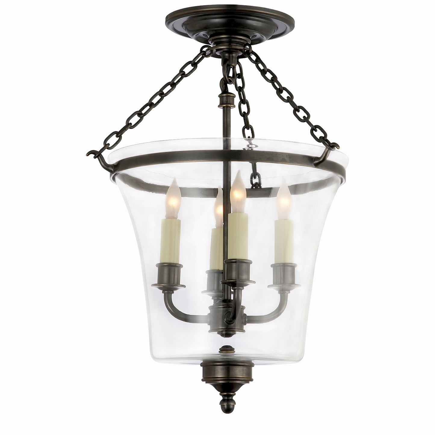 Sussex Clear Glass Semi Flush Bell Jar Lantern