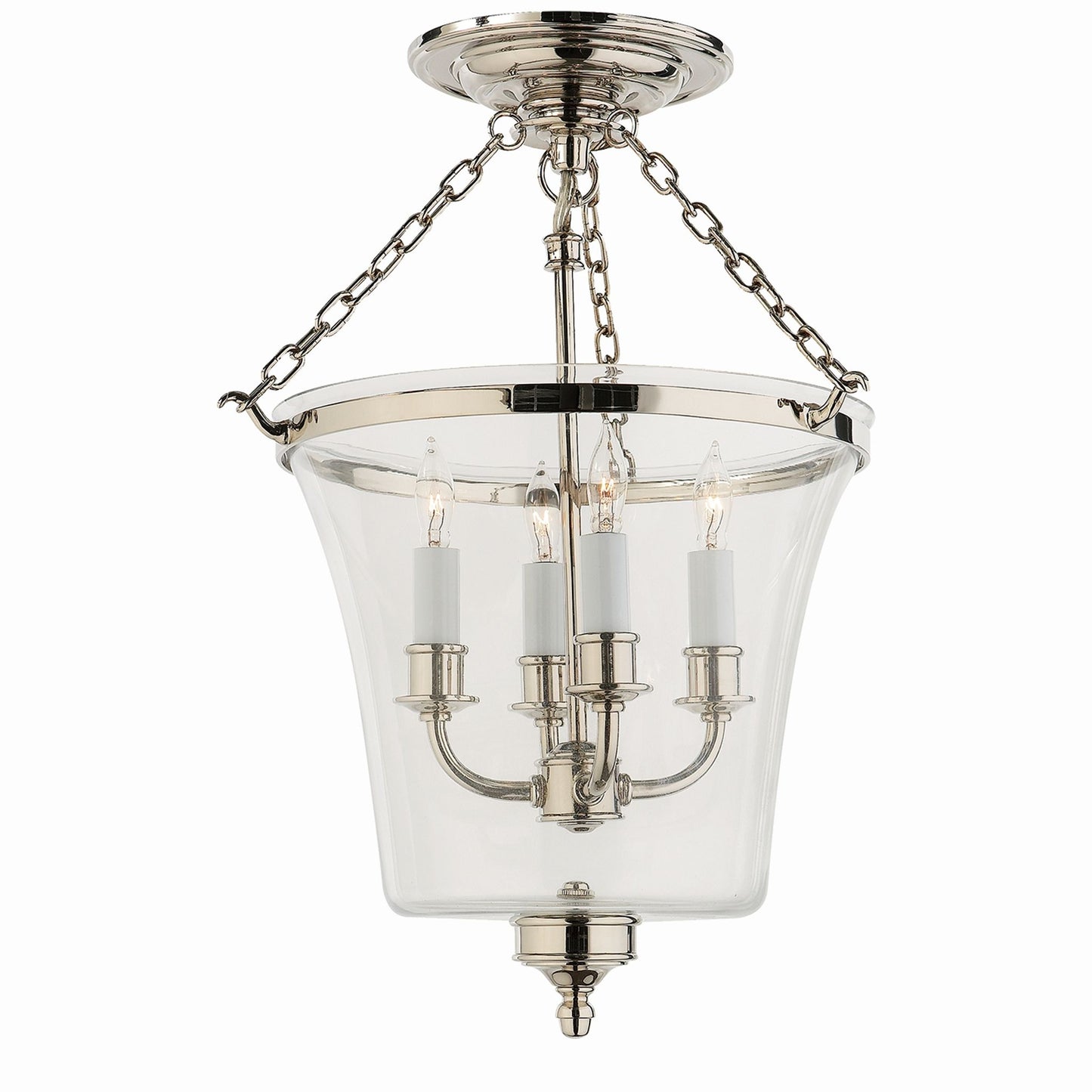 Sussex Clear Glass Semi Flush Bell Jar Lantern