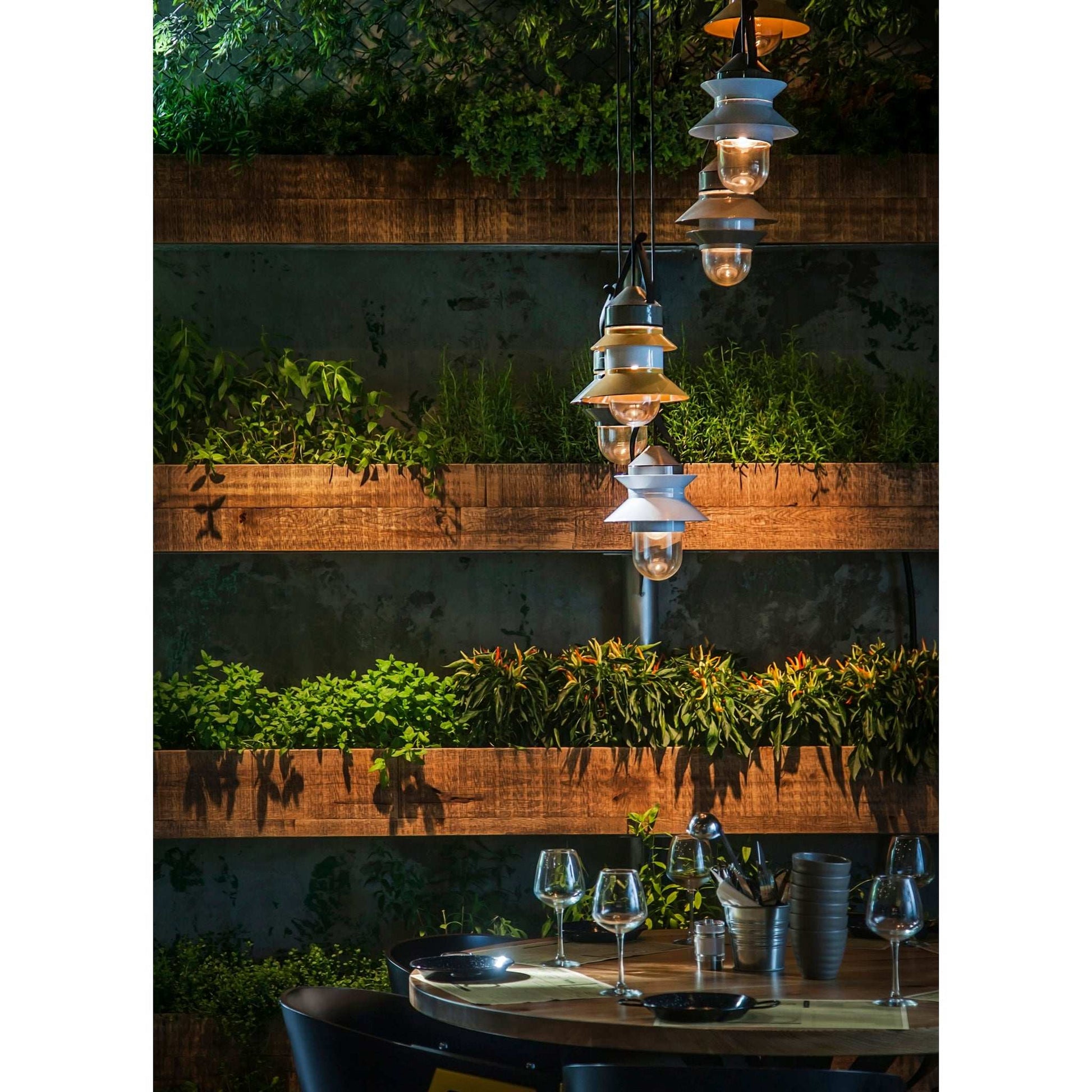 Santorini Outdoor Pendant with Pressed Glass Diffuser