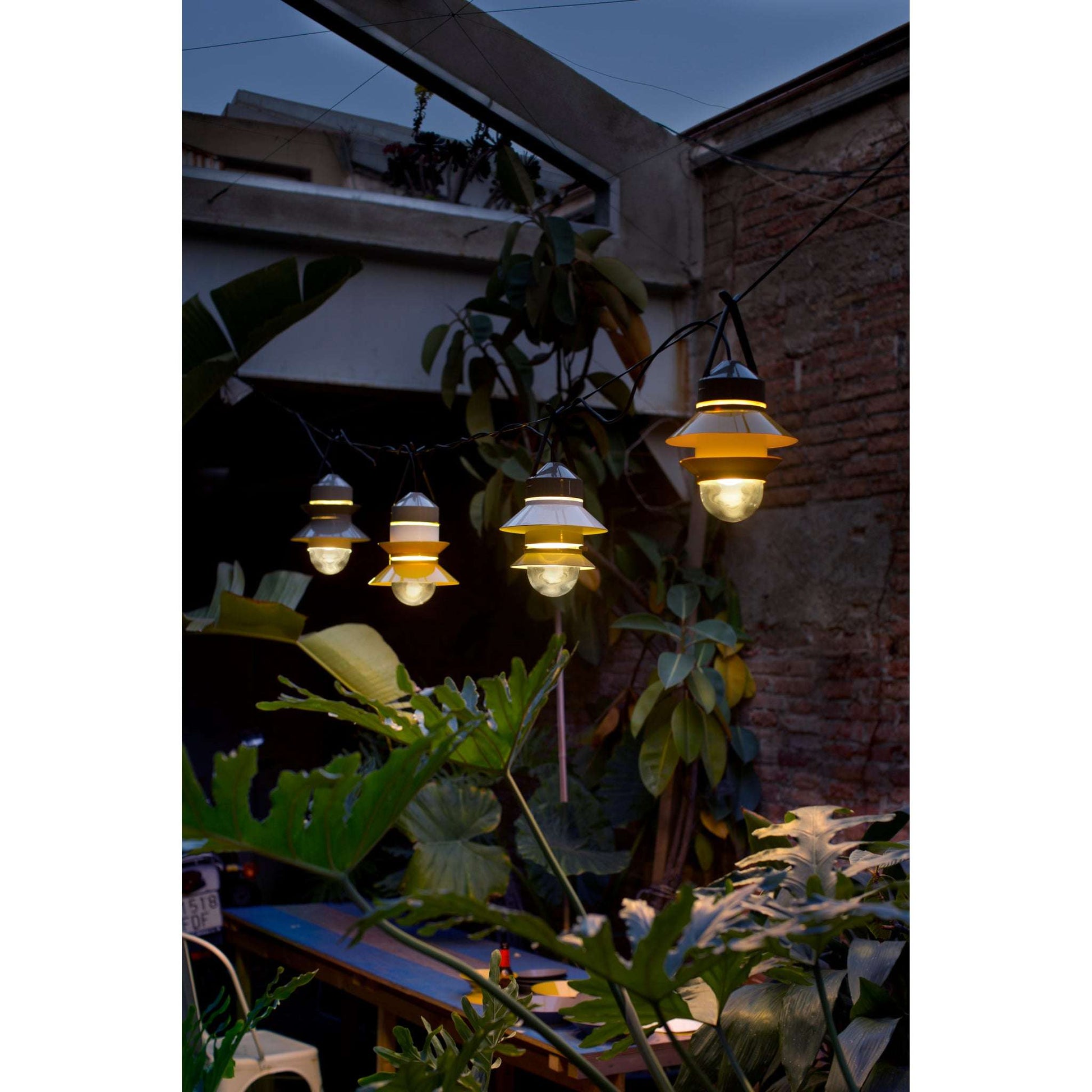 Santorini Outdoor Pendant with Pressed Glass Diffuser