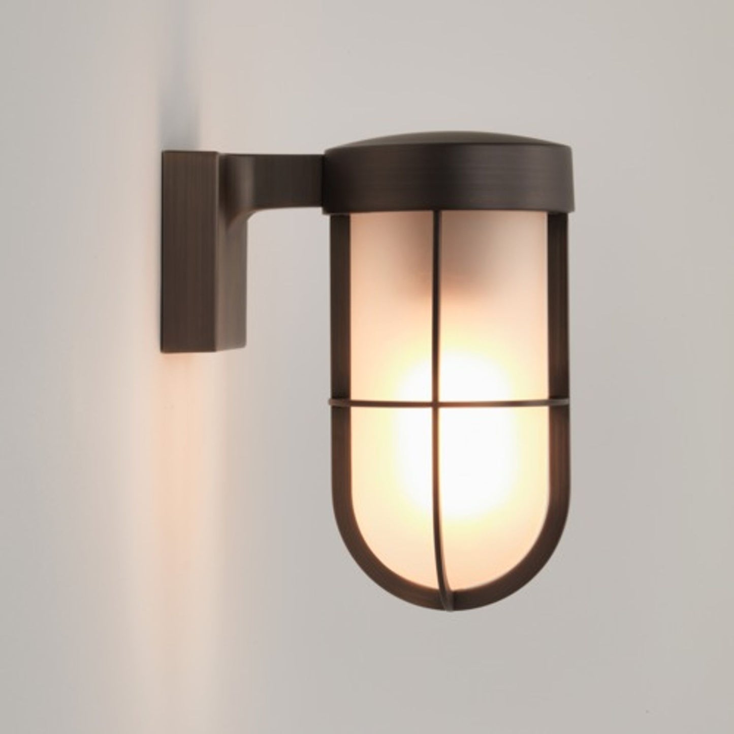 Cabin Exterior Bronze Wall Light with Frosted Glass