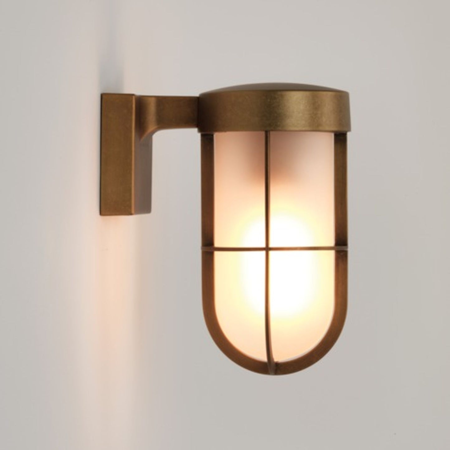 Cabin Exterior Bronze Wall Light with Frosted Glass