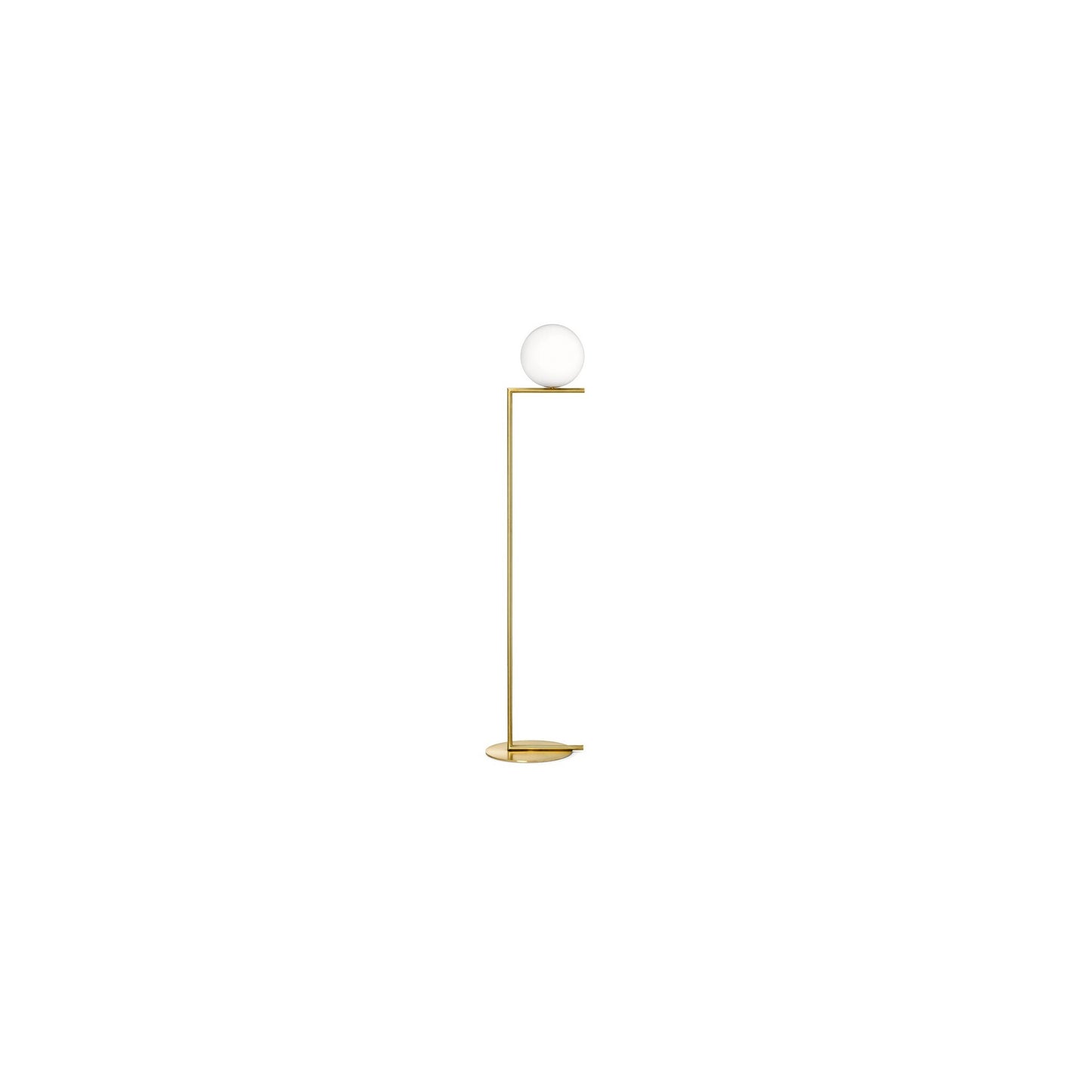 IC F1 Small Steel Floor Lamp with Blown Glass Opal Diffuser