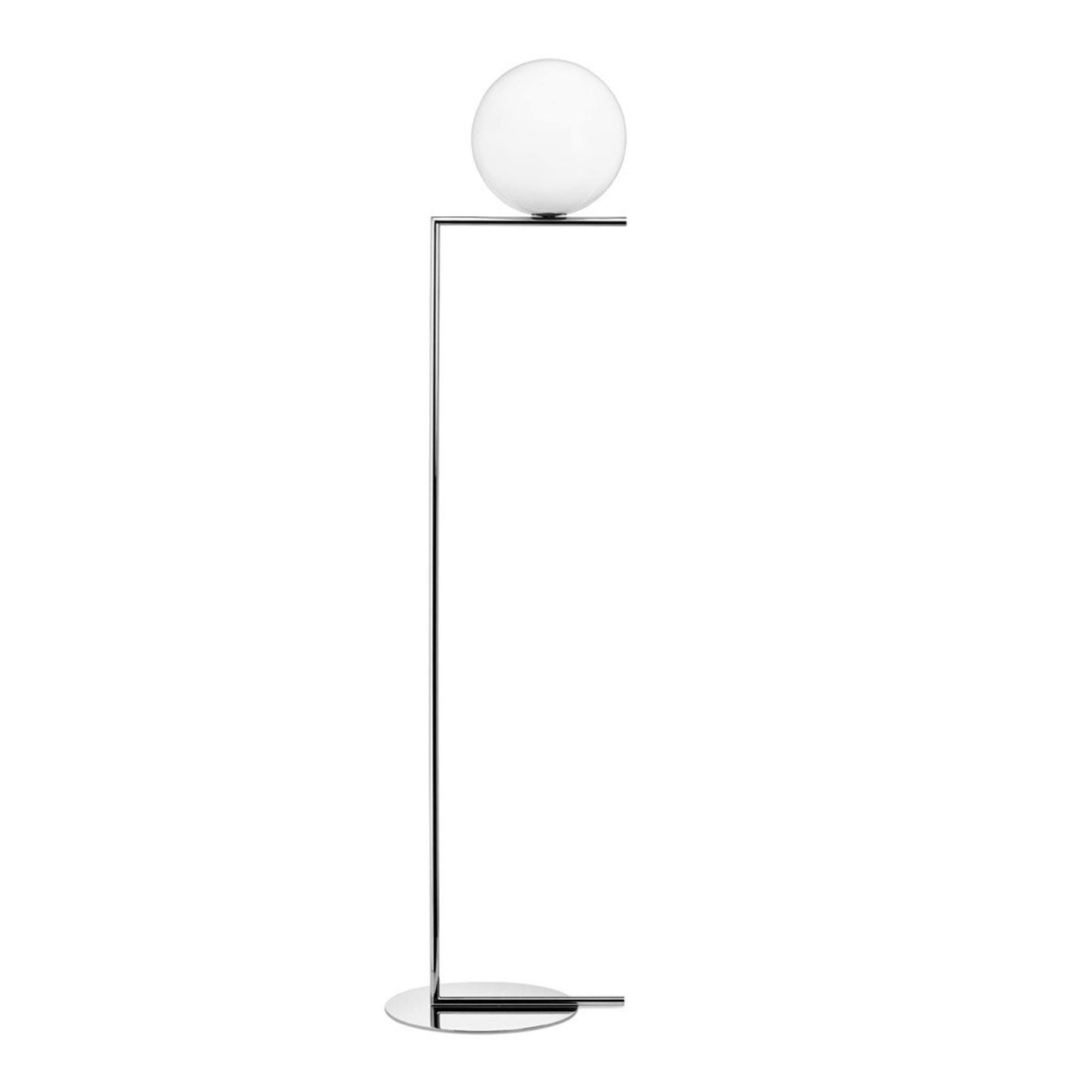 IC F2 Large Steel Floor Lamp with Blown Glass Opal Diffuser