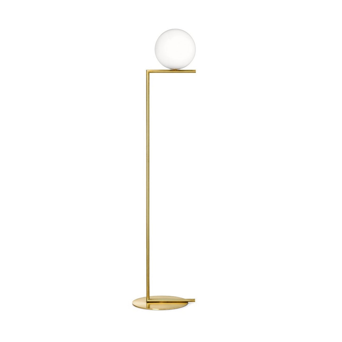 IC F2 Large Steel Floor Lamp with Blown Glass Opal Diffuser