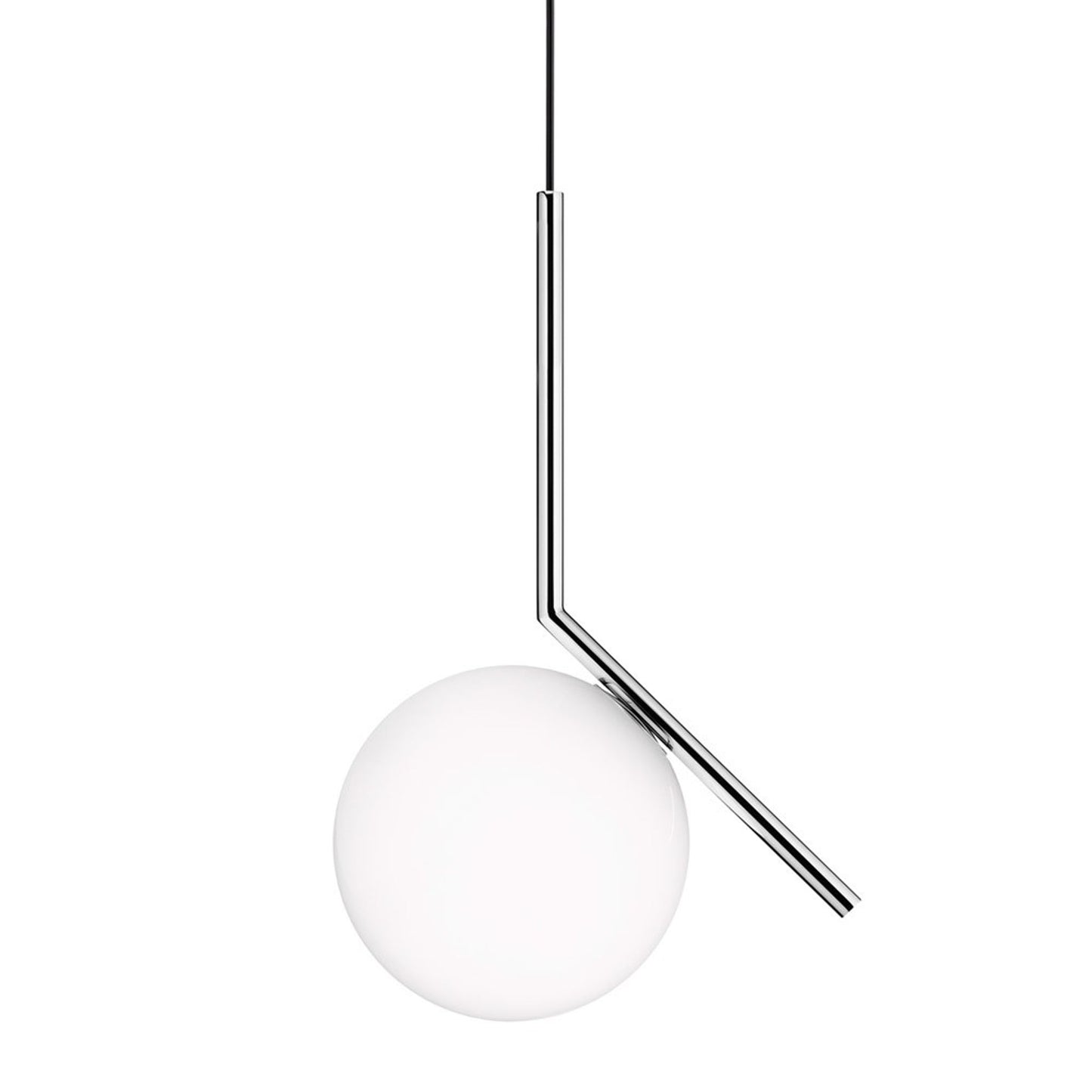 IC S1 Small Steel Pendant with Blown Glass Opal Diffuser