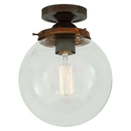 Riad Clear Glass Globe Flush Ceiling Light