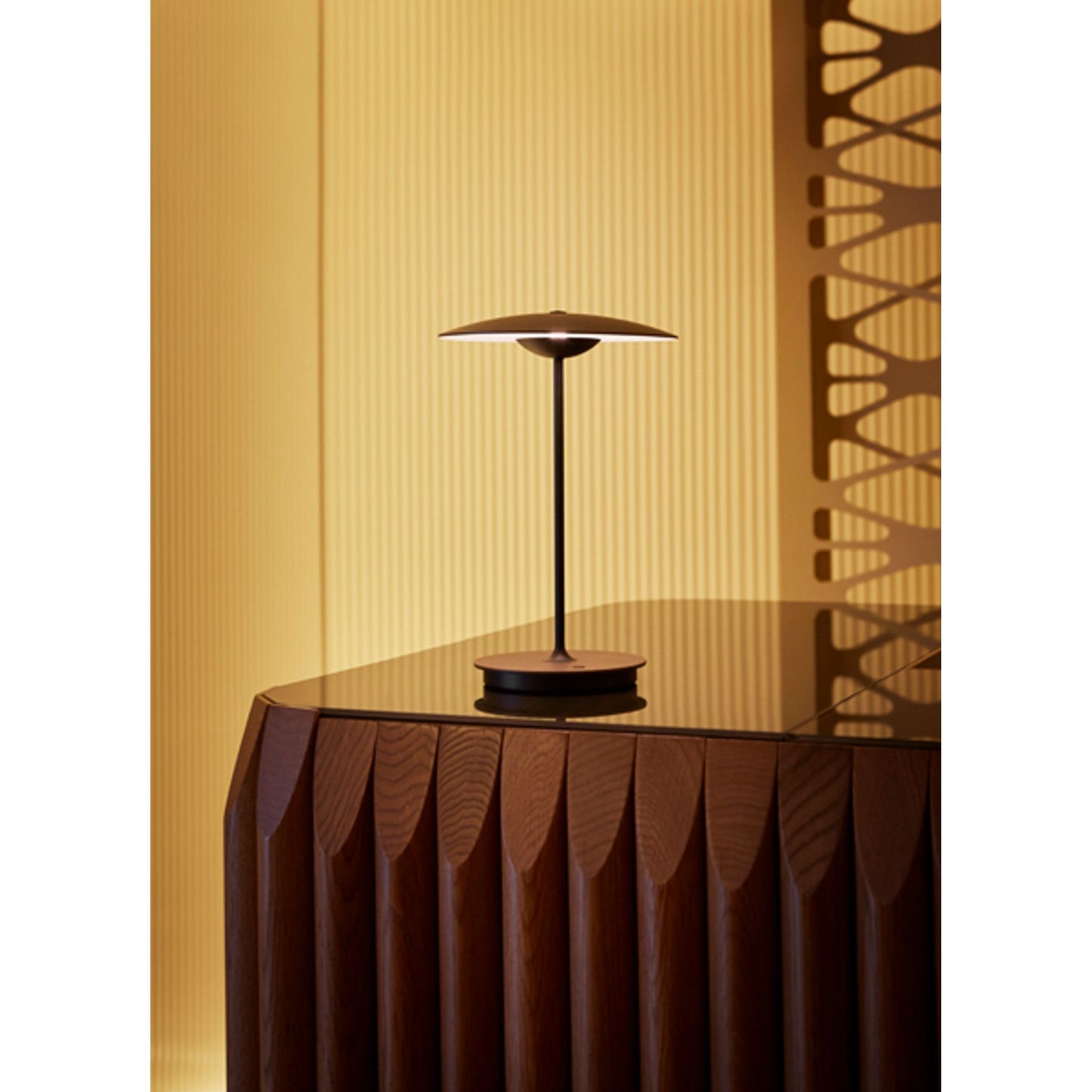 Ginger 20M Portable LED Table Lamp with Lacquered Black Matt Metal Stem