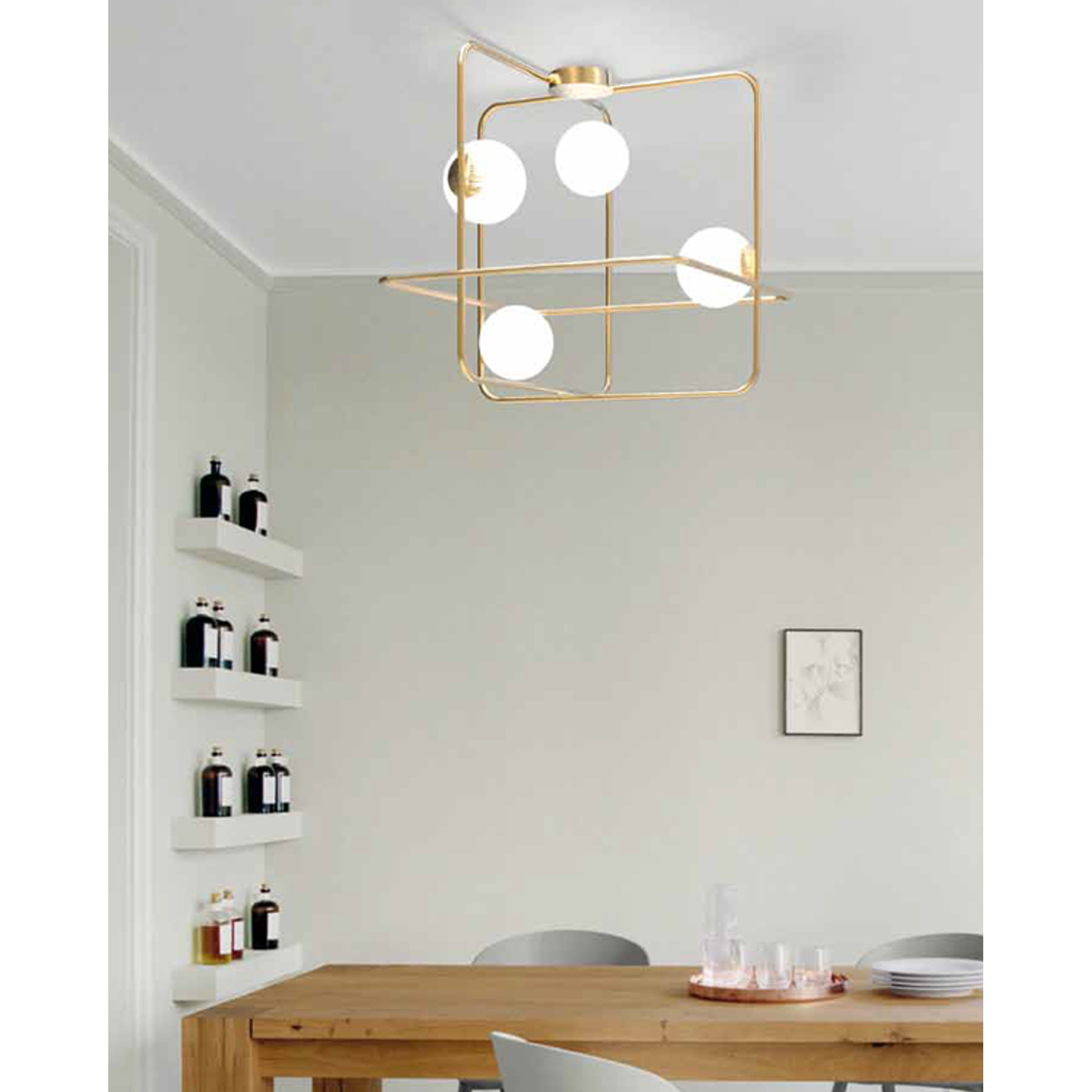 Intrigo Square Ceiling Light with Glass Ball