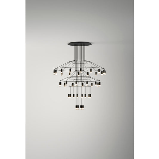 Wireflow Chandelier Forty-Two Light LED Pendant with Pressed Glass Diffuser