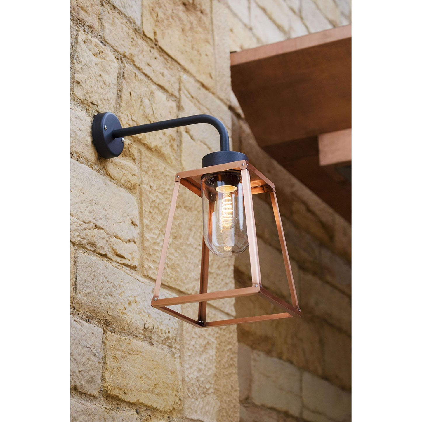 Lampiok Model 5 Wall Bracket Clear Glass Lantern with minimalist lines