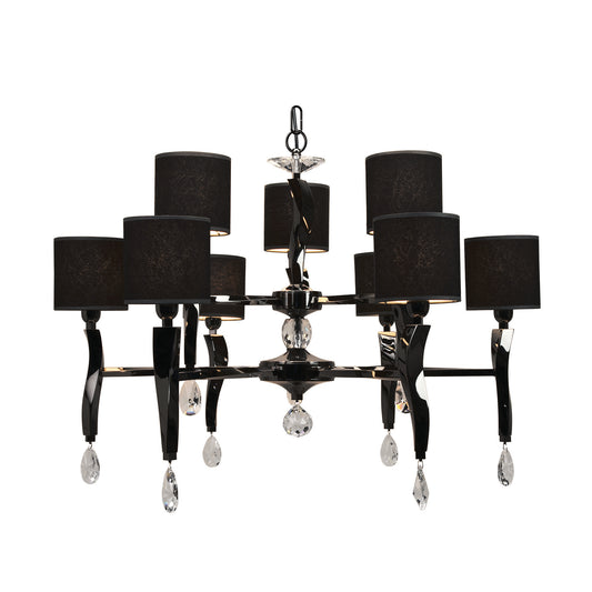 Aire Nine-Light Chandelier with Asfour Lead Crystal and Shade