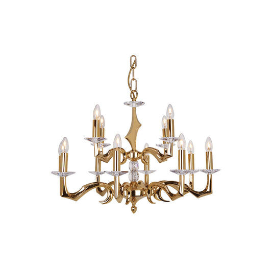 Sculpture Twelve-Light Chandelier with Asfour Lead Crystal