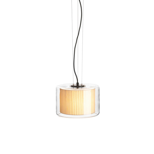 Mercer 30 Medium Transparent Glass Pendant with Textile Shade