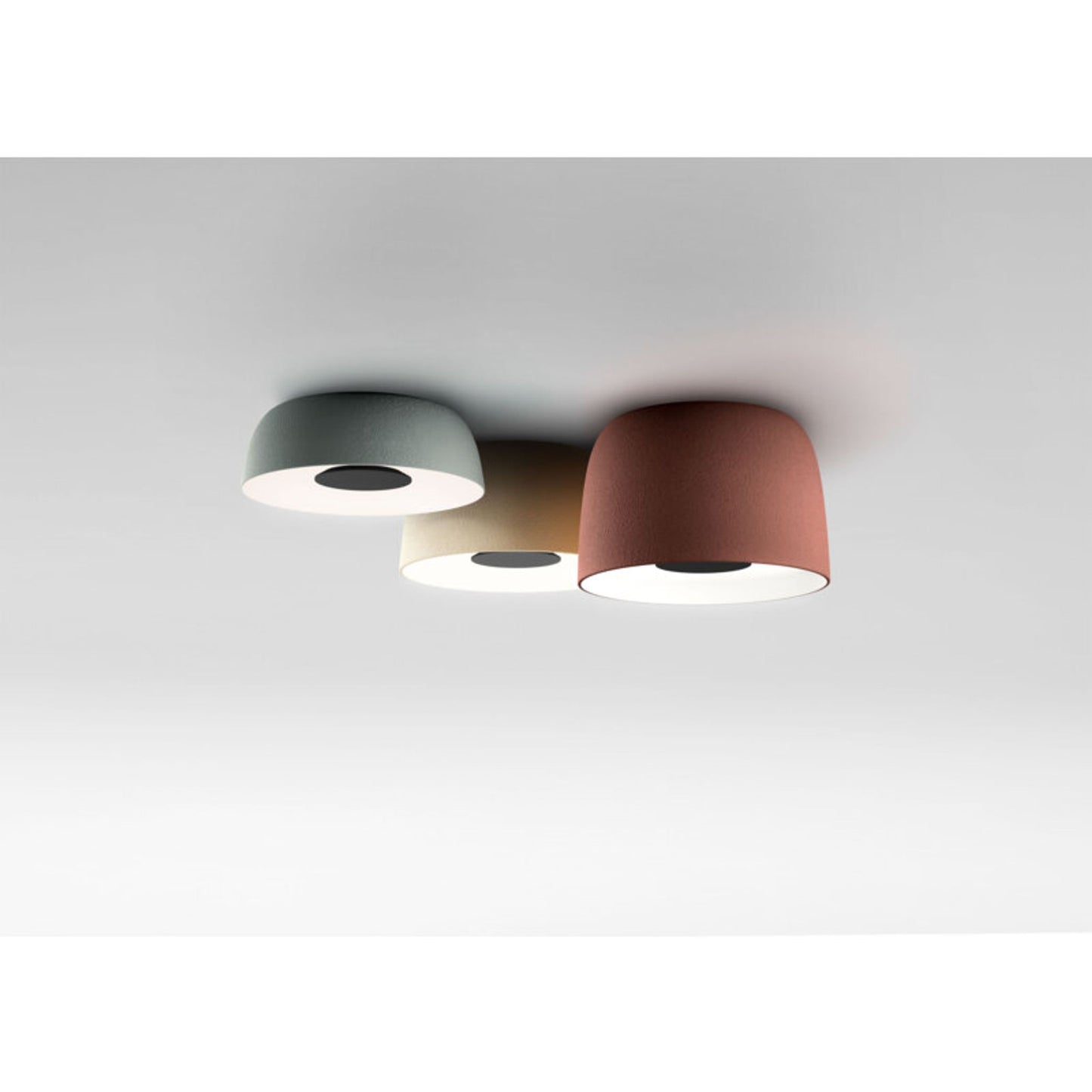 Djembe C 65.45 Large LED Ceiling Surface with Stone Texture Outer and smooth Satin White Inner